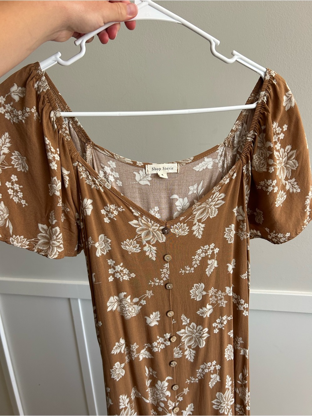 Shop Stevie Brown and White Floral Button-Front Maxi Dress - Picture 2 of 5